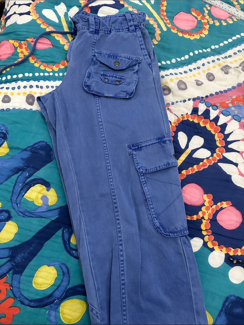 Free People Royal Blue Cargo Pants with Utility Pockets - Picture 6 of 8